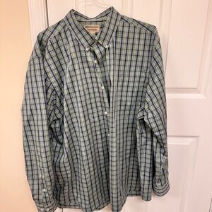 Duluth Trading Co Blue and Green Plaid Shirt